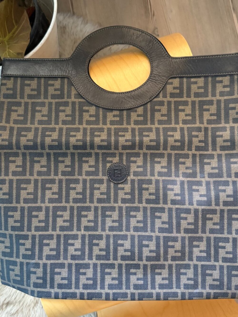 Vintage Fendi SSS Zucca FF Monogram Porthole Tote